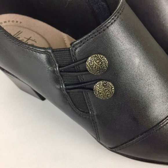 Clarks Emslie Warren Black Button Zip Ankle Bootie 9.5 - Picture 10 of 16